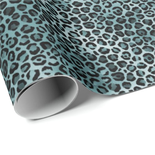 Glam Turquoise Teal Blue Leopard Print Wrapping Paper