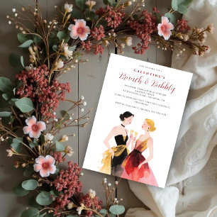 Glam Two Elegant Women Galentines Day Party Invitation