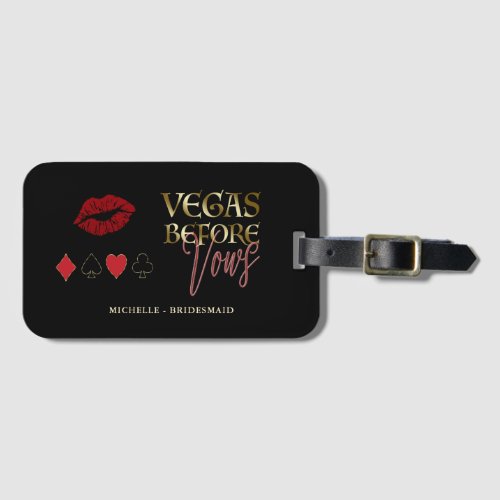Glam Vegas Before Vows Casino Bachelorette Luggage Tag