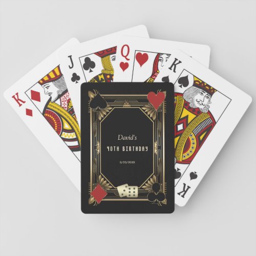Glam Vegas Casino Royale Art Deco 40th Birthday  Playing Cards
