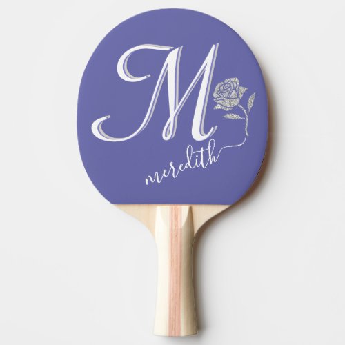 Glam Veri Peri Custom Monogram Name Rose     Ping Pong Paddle