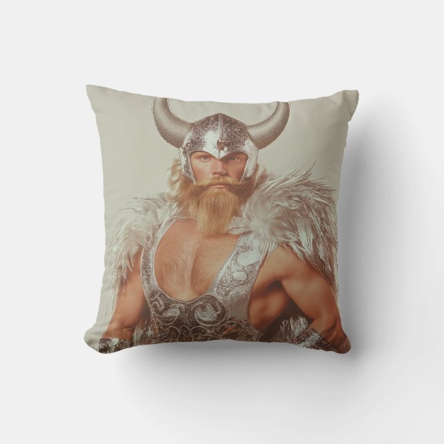 Glam Viking Thor Throw Pillow (Front)