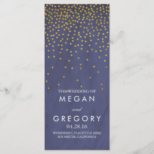 Glam Vintage Gold Confetti Navy Wedding Programs