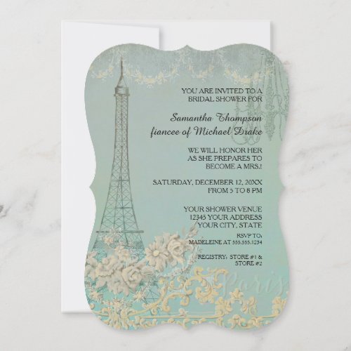 Glam Vintage Paris Parisian Stylish Bridal Shower Invitation