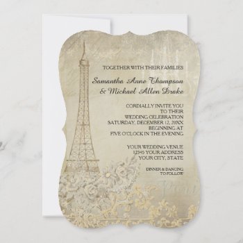 Glam Vintage Paris Parisian Stylish Wedding Invitation by VintageWeddings at Zazzle
