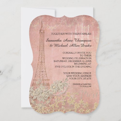 Glam Vintage Paris Parisian Stylish Wedding Invitation