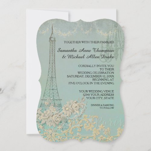 Glam Vintage Paris Parisian Stylish Wedding Invitation