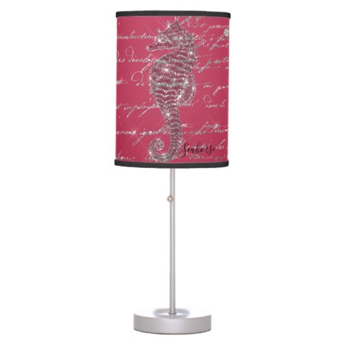 Glam Viva Magenta Silver Seahorse Table Lamp