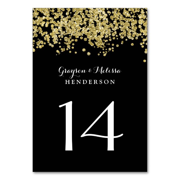 Glam Wedding Table Number | Chic Black And Gold Card