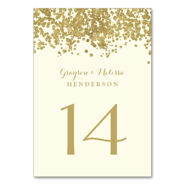 Glam Wedding Table Number | Chic Faux Gold Foil Card