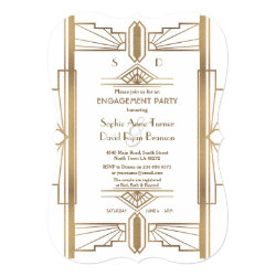 Glam White 1920s Great Gatsby Engagement Party Invitation