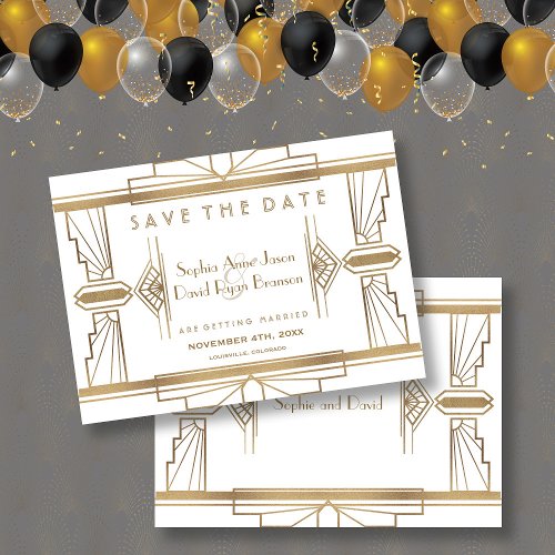 Glam White 1920s Great Gatsby Save The Date