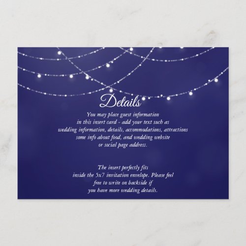 Glam White Fairy Lights Blue  DETAILS Card