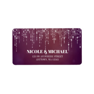 Glam White Fairy Lights purple pink bokeh Label