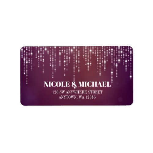 Glam White Fairy Lights purple pink bokeh Label