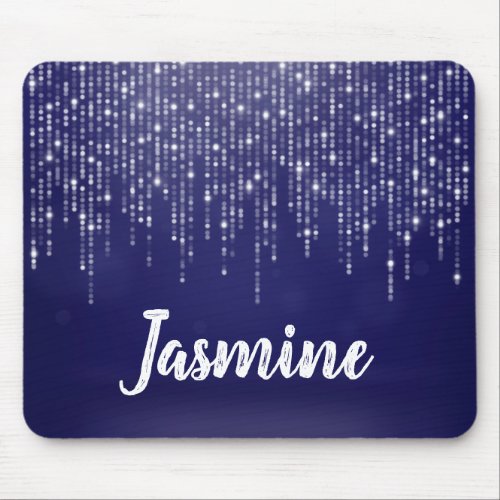 Glam white fairy string of lights personalised mouse pad