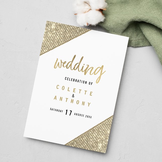 Glam white gold glitter geometric Wedding Program (Glam white gold glitter geometric Wedding Program )