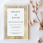 Glam white gold glitter marble elegant wedding invitation