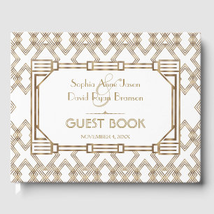 Glam White Gold Great Gatsby Wedding Guest Book