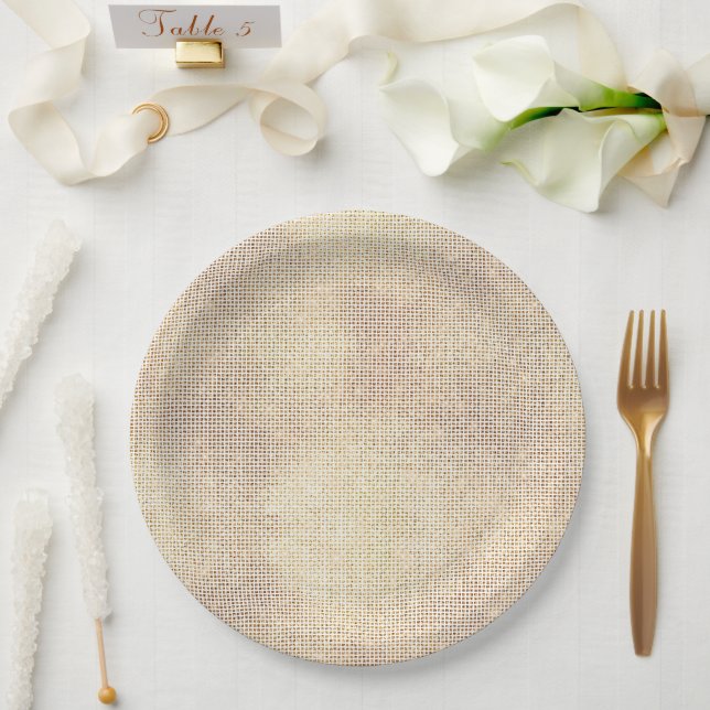Glam White Gold Sparkle Paper Plates (Wedding)