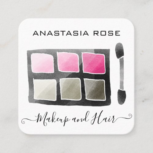 Glam White  Pink Eyeshadow Palette Makeup Artist Square Business Card