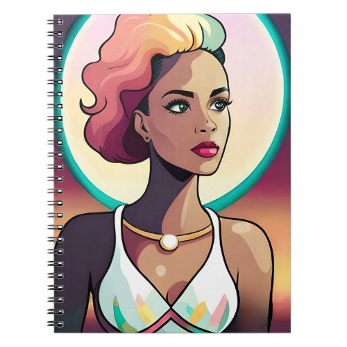 Glam Woman Moonlight Halo Beautiful Feminine Girl  Notebook