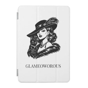 Glam Woman with Cat Fashion Illustration iPad Mini Cover