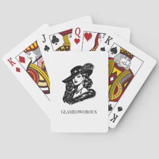 Glam Woman with Cat Fashion Illustration Poker Cards