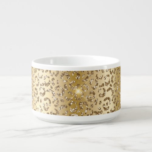 Glam Yellow Gold Glitter Leopard Bowl