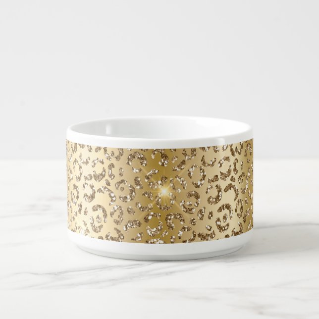 Glam Yellow Gold Glitter Leopard Bowl (Center)