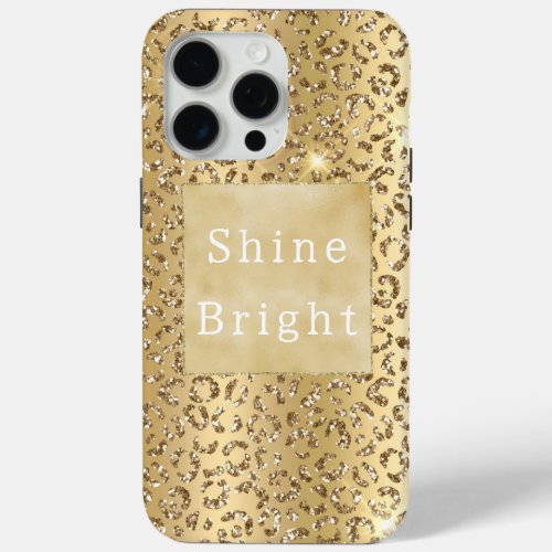 Glam Yellow Gold Glitter Leopard iPhone 15 Pro Max Case