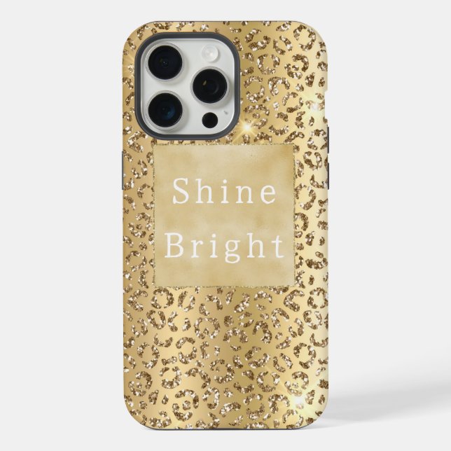 Glam Yellow Gold Glitter Leopard Iphone Case (Back)