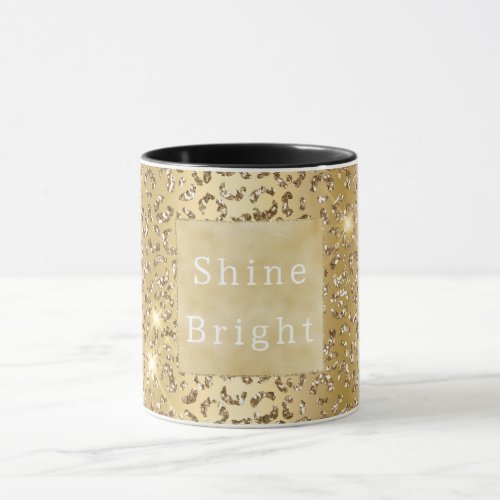 Glam Yellow Gold Glitter Leopard Mug