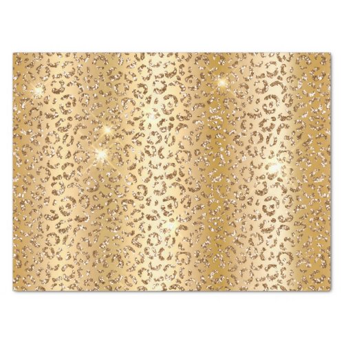 Glam Yellow Gold Glitter Leopard Tissue Paper