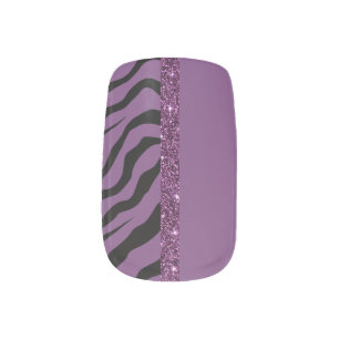 Glam zebra purple minx nail art