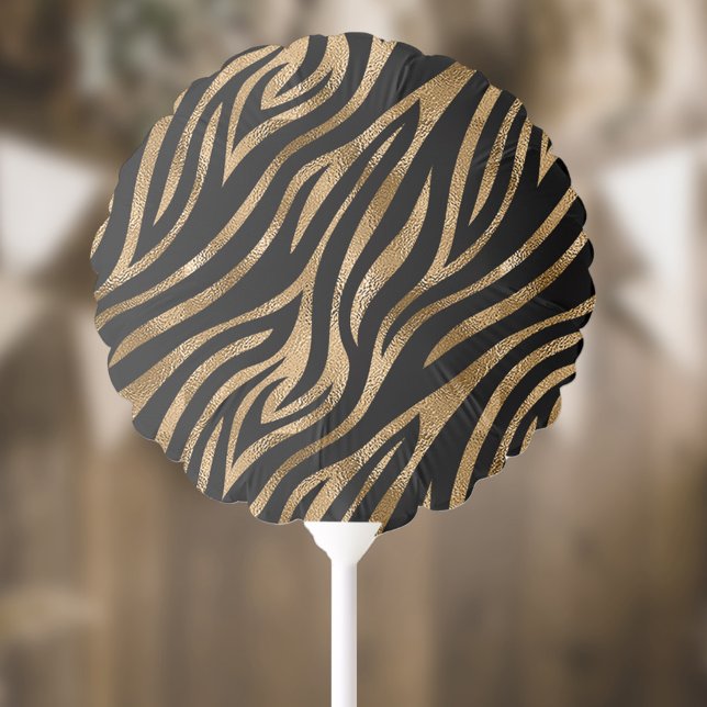 Glam Zebra Stripes Pattern Black Gold ID1151 Balloon (Creator Uploaded)