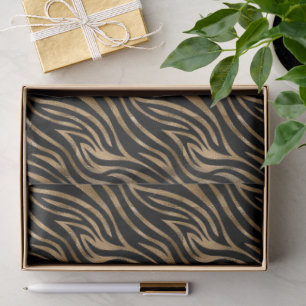 Glam Zebra Stripes Pattern Black Gold ID1151 Tissue Paper