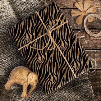 Glam Zebra Stripes Pattern Black Gold ID1151