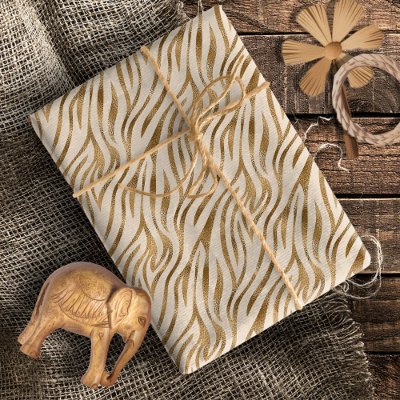 Glam Zebra Stripes Pattern Safari Gold ID1151 Wrapping Paper