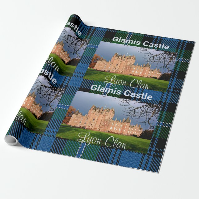 Glamis Castle, Scotland, Clan Lyon Scottish Tartan Wrapping Paper (Unrolled)