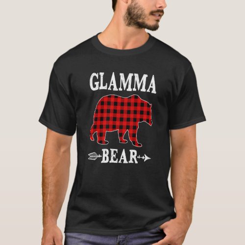 Glamma Bear Christmas Pajama Red Plaid Buffalo Fam T_Shirt