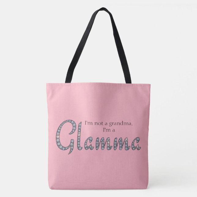 Glamma bling and custom background color tote bag (Front)