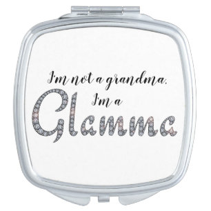 Glamma faux-bling rhinestones design compact mirror