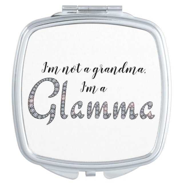 Glamma faux-bling rhinestones design compact mirror (Front)
