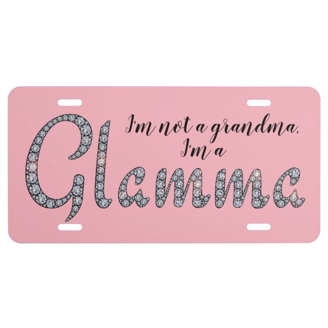 Glamma faux-bling rhinestones design license plate (Front)