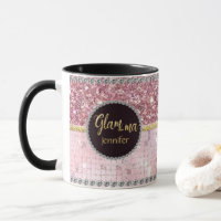 Glamma Glamorous Grandma Pink Glitter Gold Name