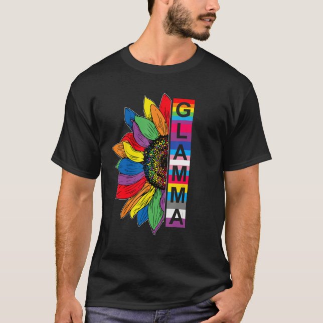 Glamma LGBTQ Gay Pride Sunflower T-Shirt (Front)