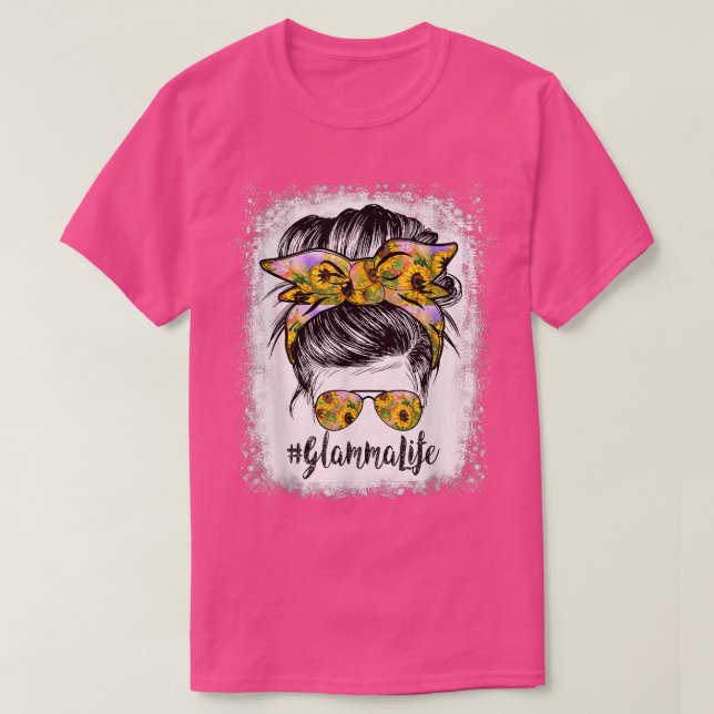 Glamma Life Bleached  Glamma Life Sunflower Messy  T-Shirt (Design Front)