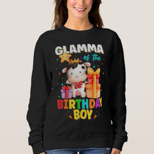 Glamma Of The Birthday Boy Cow Farm Animals Family Sweatshirt