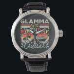 Glamma of the Birthday Cruiser Vacation Vintage Watch<br><div class="desc">Glamma of the Birthday Cruiser Vacation Funny Crew Graphic design Gift Men's Vintage Black Leather Strap Watch Classic Collection.</div>
